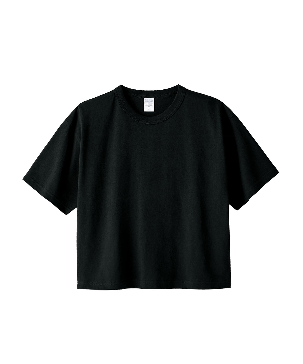 【C Wear】Neck Binding Men's Crop T-Shirt Black