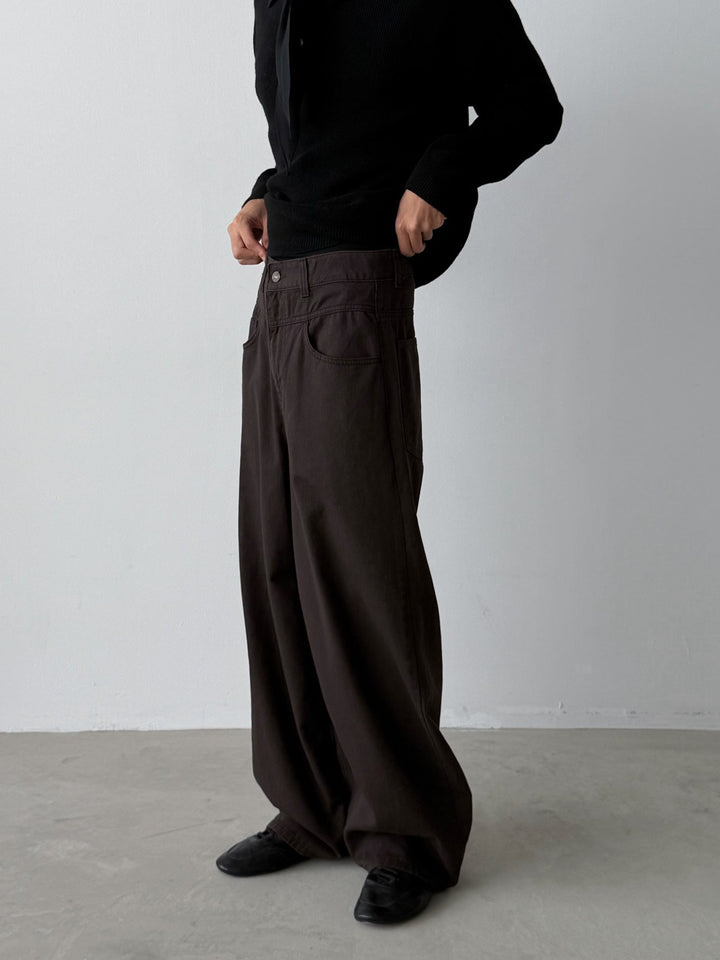 Belted Yoke Wide Pants