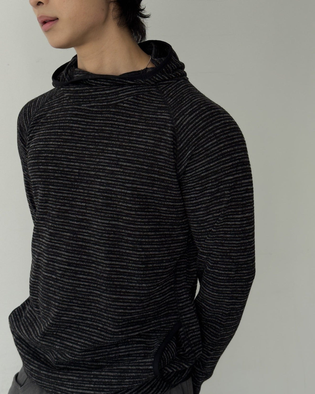 Stripe Texture Finger Hole Hoodie
