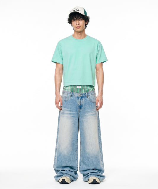 [C Wear] Men's Crop T-Shirt Mint