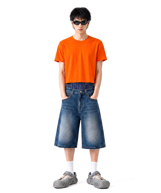 [C Wear] Men's Crop T-Shirt Orange