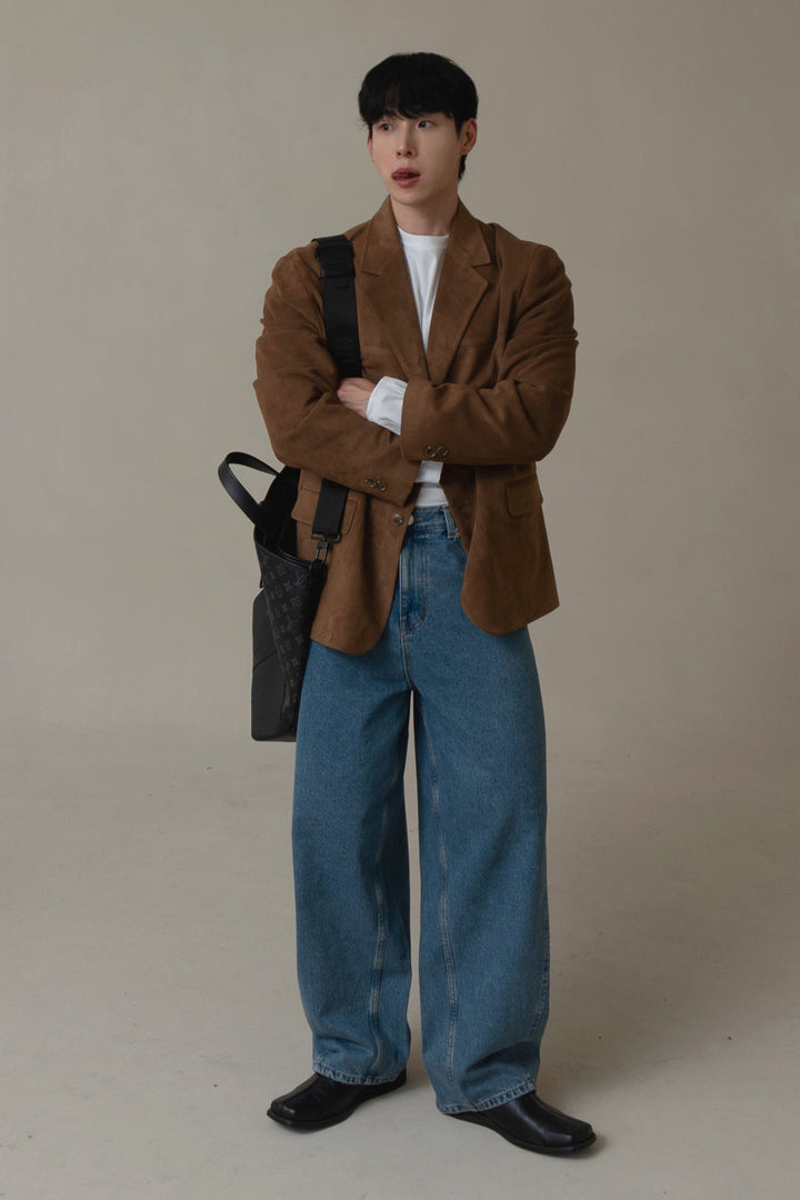Suede-Touch Oversized Tailored Jacket