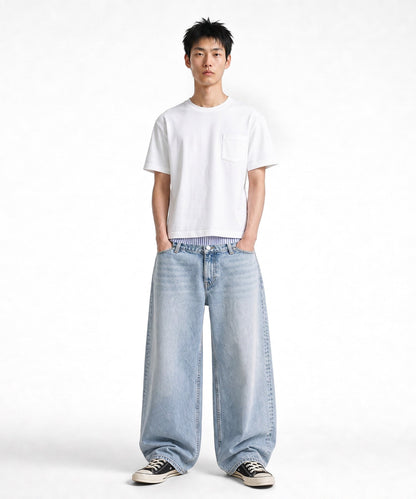 【C Wear】Pocket Men's Crop T-Shirt White