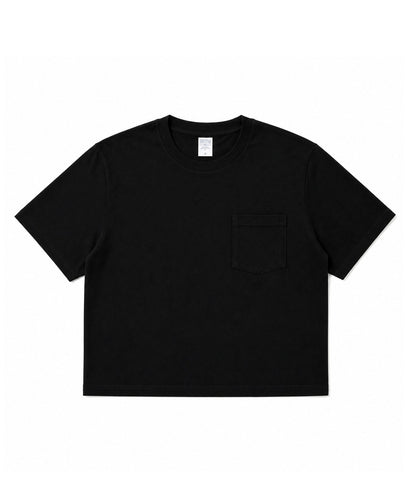 【C Wear シーウエア】Pocket Oversized Crop T-Shirt Black