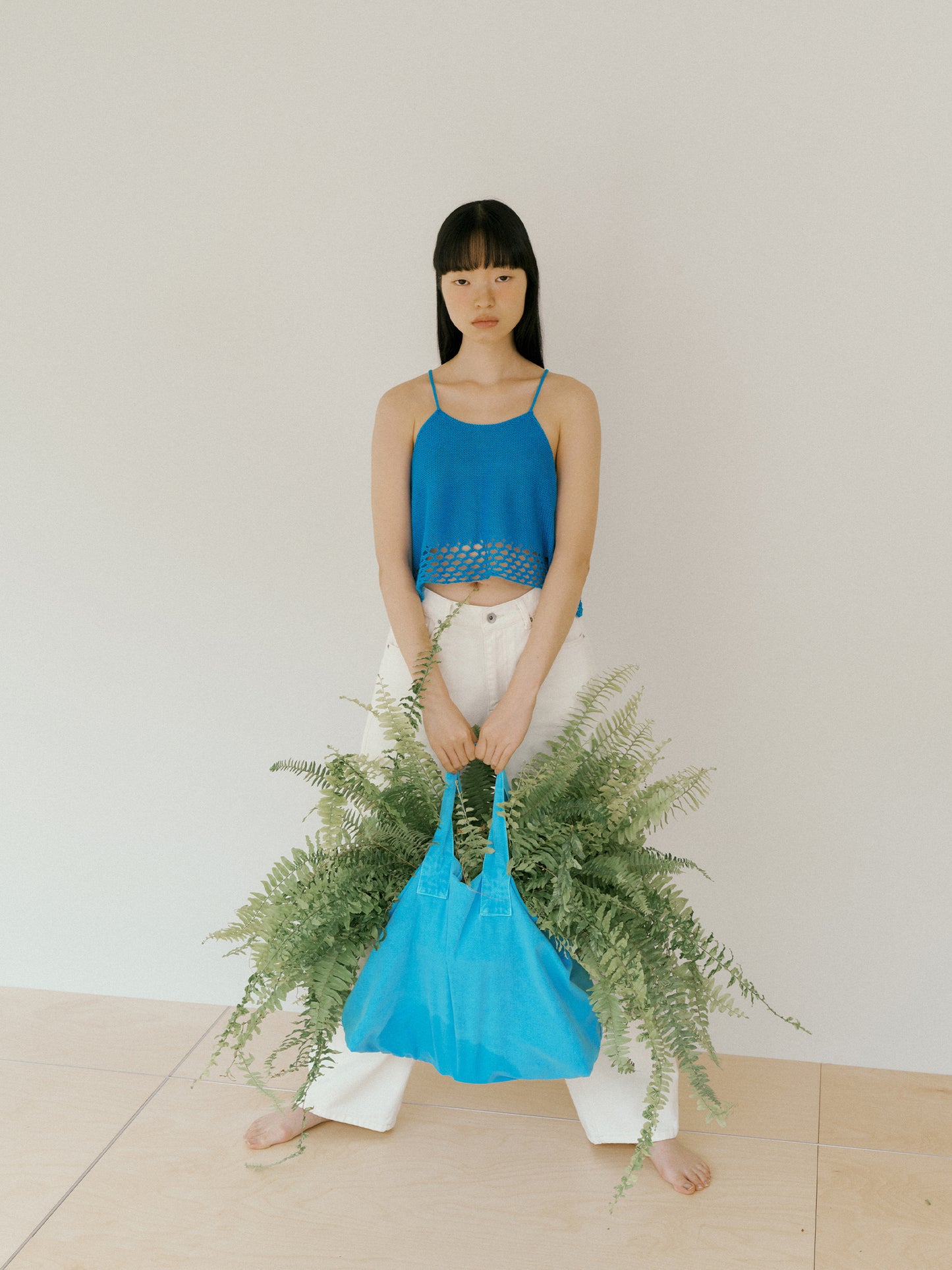 Pigment Lettering Shoulder Bag - Blue