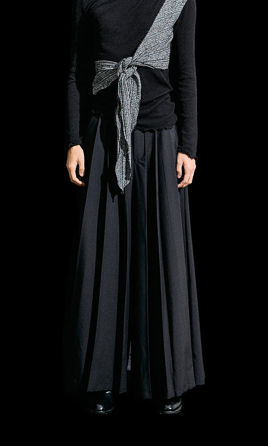 【Reculer レキュリー】Wide pleated pants Black