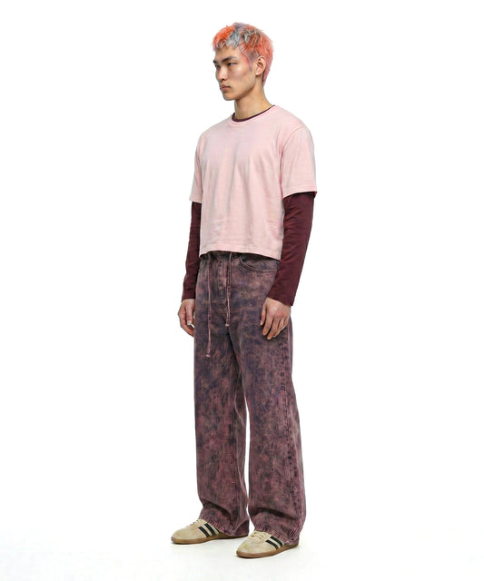 [C Wear] Men's Crop T-Shirt Light Pink