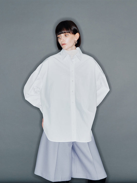 [ARIK. ACRAB Wide leg wool half pants Frost Blue