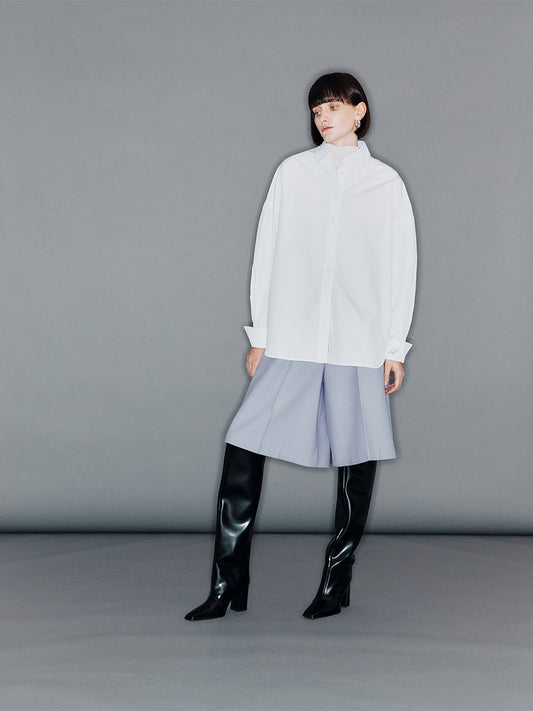 [ARIK. ACRAB Wide leg wool half pants Frost Blue