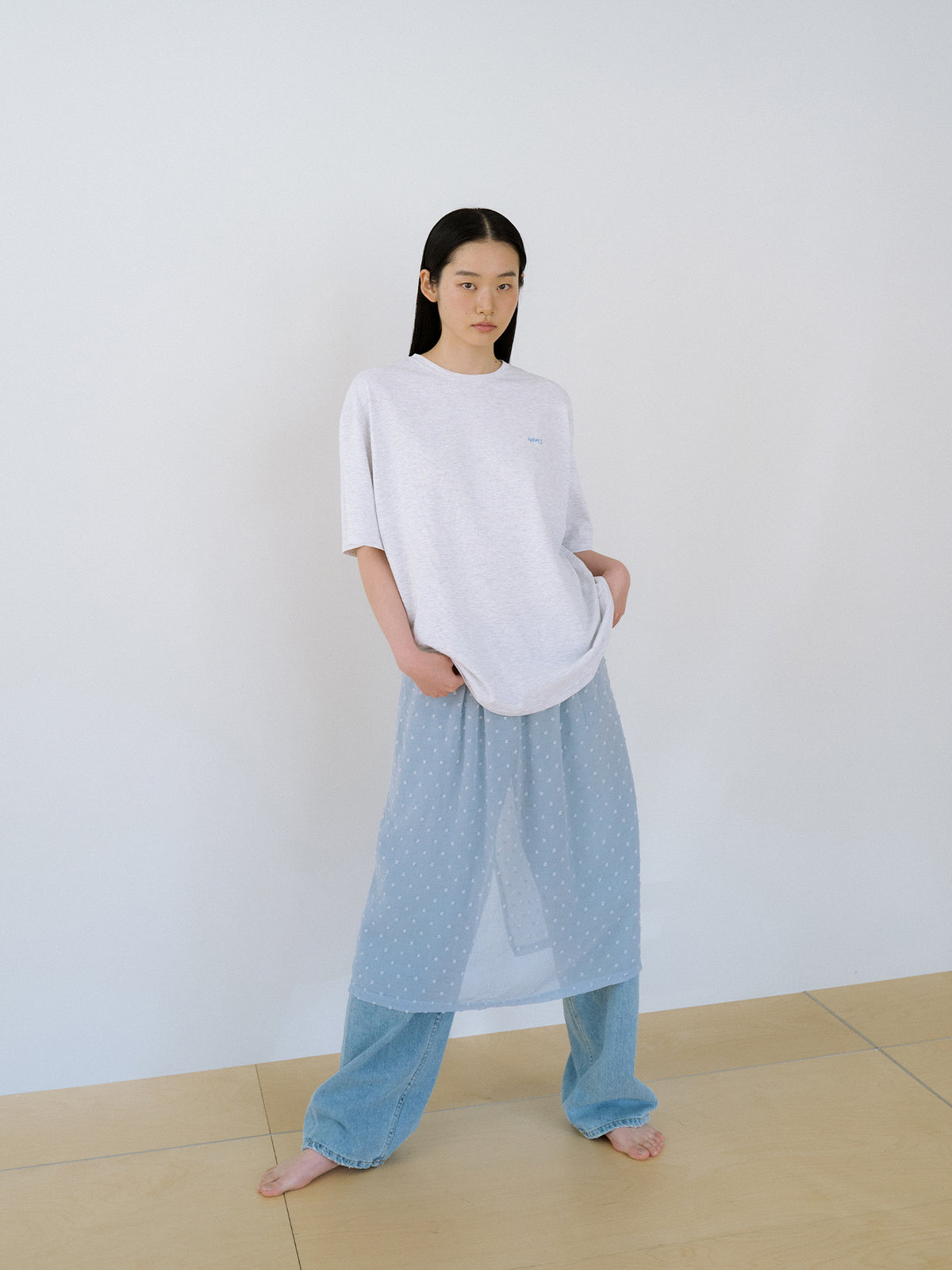 Curved Denim Pants - Light Indigo 3