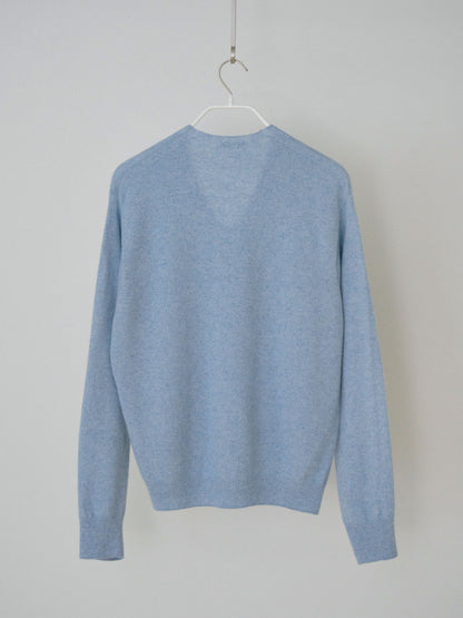 Cashmere Blend V-neck Pullover - Blue 9