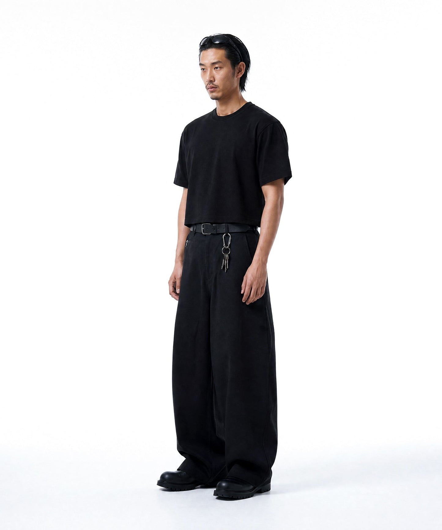 【C Wear シーウエア】Heavyweight Men's Crop T-Shirt Black