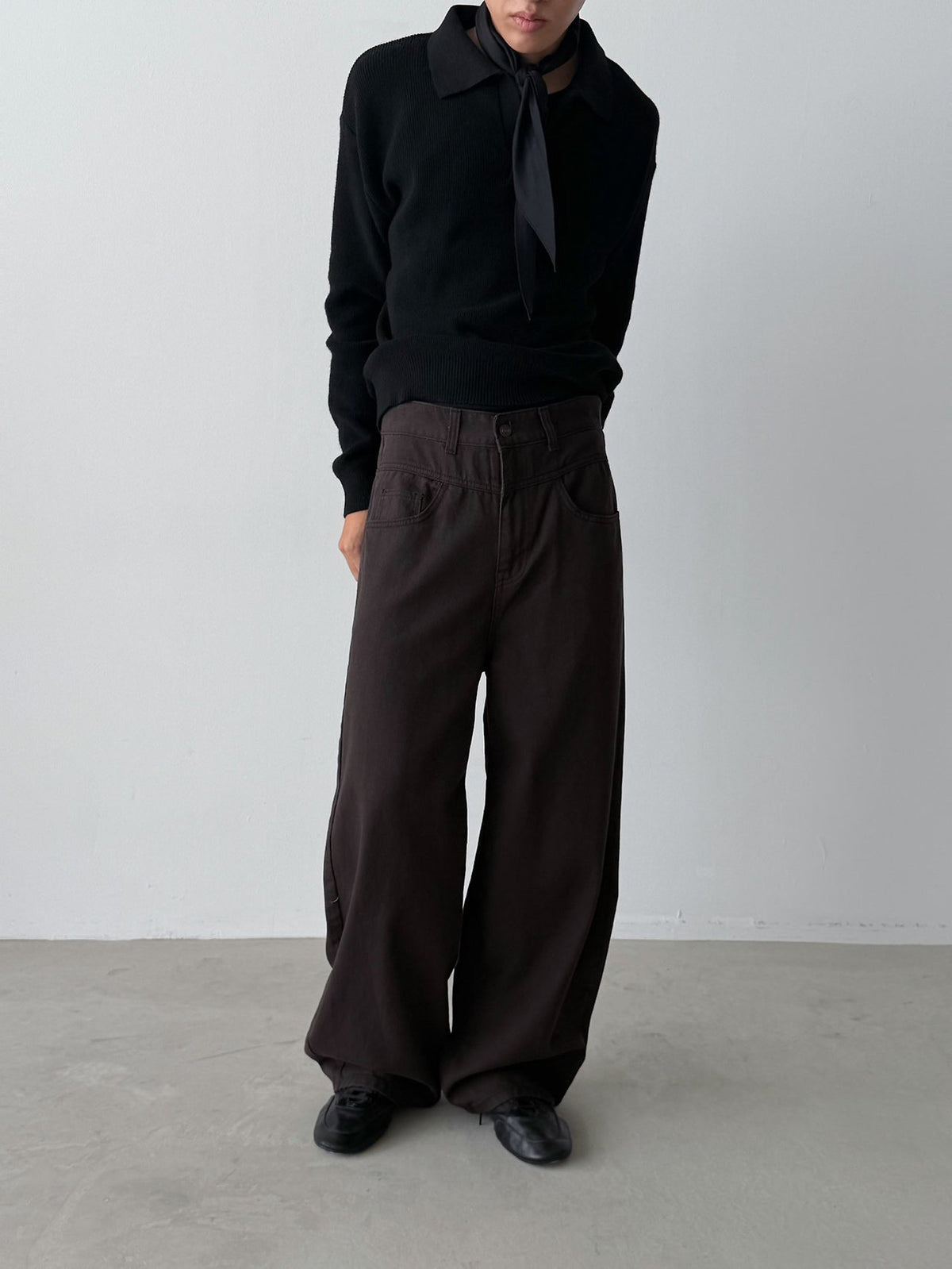 Belted Yoke Wide Pants