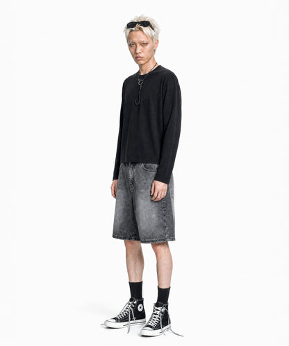 【C Wear シーウエア】Men's Crop Long Sleeve T-Shirt Black