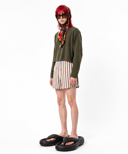【C Wear シーウエア】Men's Crop Long Sleeve T-Shirt Khaki