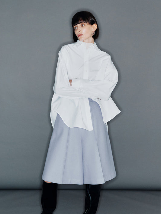 [ARIK. ACRAB Wide leg wool half pants Frost Blue