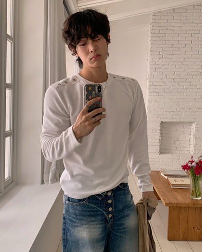Eyelet Shoulder Long Sleeve Tee