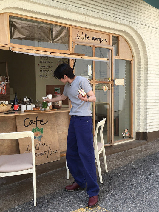Label Dyeing Pants BLUE 着用イメージ