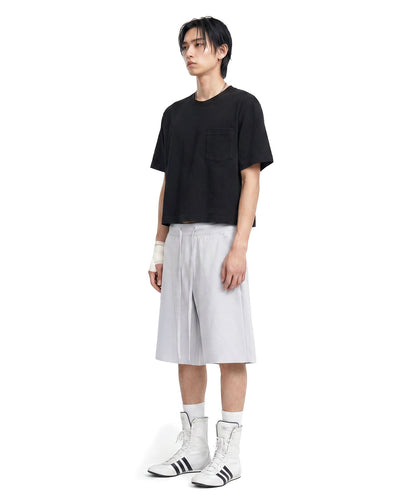 【C Wear】Pocket Men's Crop T-Shirt Black