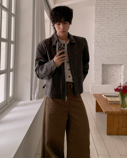 Classic Crack Leather Jacket