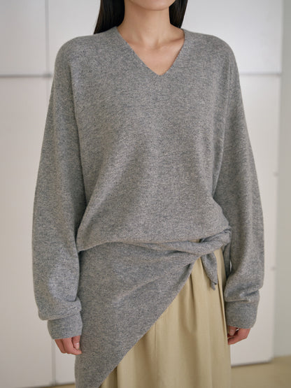 MARAN Cashmere Blend V-neck Pullover - Gray 商品画像14/21