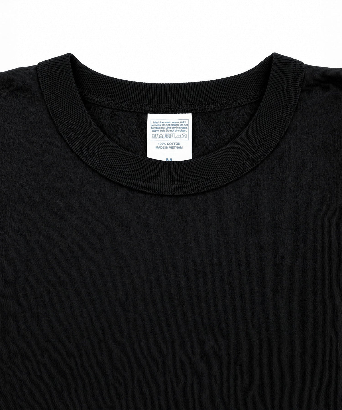 【C Wear シーウエア】Neck Binding Oversized Crop T-Shirt Black