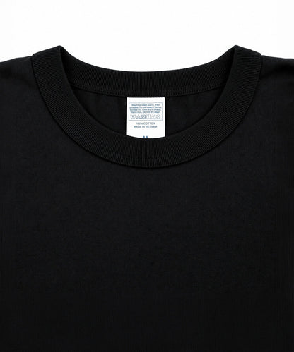 【C Wear シーウエア】Neck Binding Oversized Crop T-Shirt Black