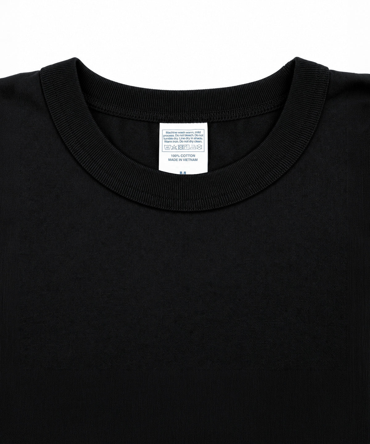 【C Wear】Neck Binding Men's Crop T-Shirt Black