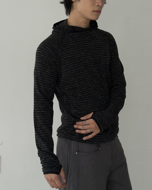 Stripe Texture Finger Hole Hoodie