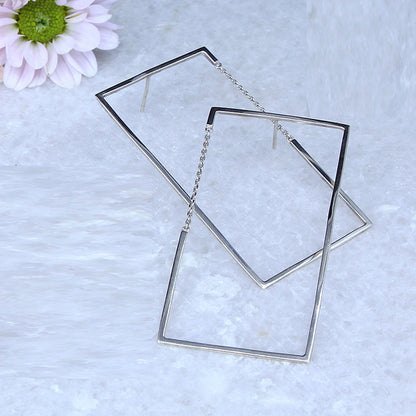 [SUMMER TAG SOL] SQURAE CHAIN SILVER EARRING