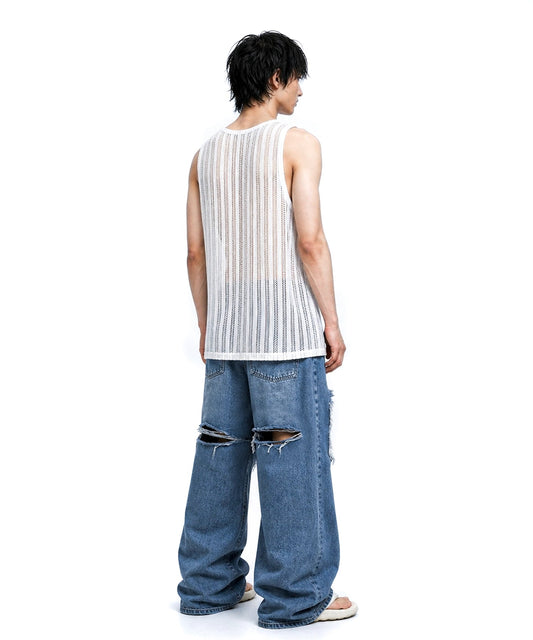 【C Wear】SHEER CRAFT KNIT SLEEVELESS WHITE