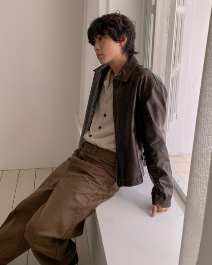 Classic Crack Leather Jacket