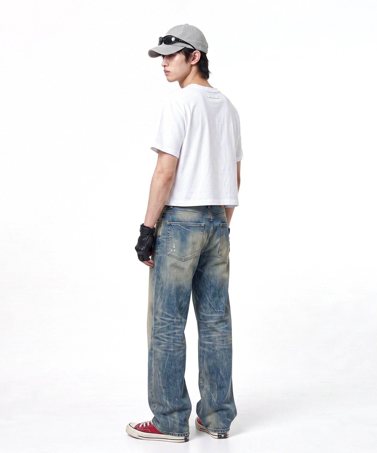 【C Wear】Neck Binding Men's Crop T-Shirt White
