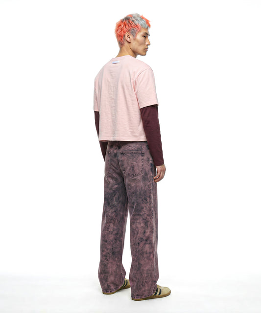 [C Wear] Men's Crop T-Shirt Light Pink