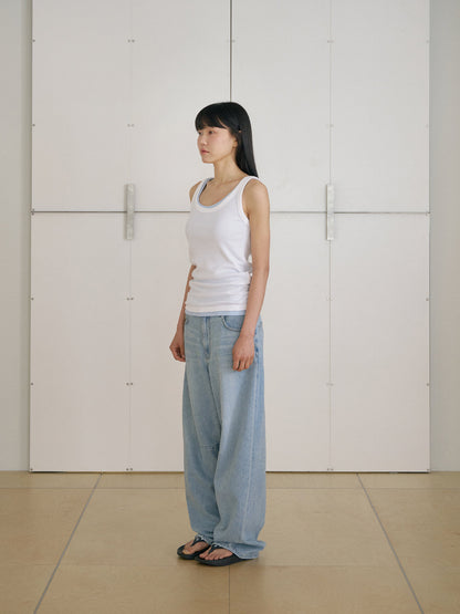MARAN Curved Denim Pants - Light Indigo 商品画像19/21