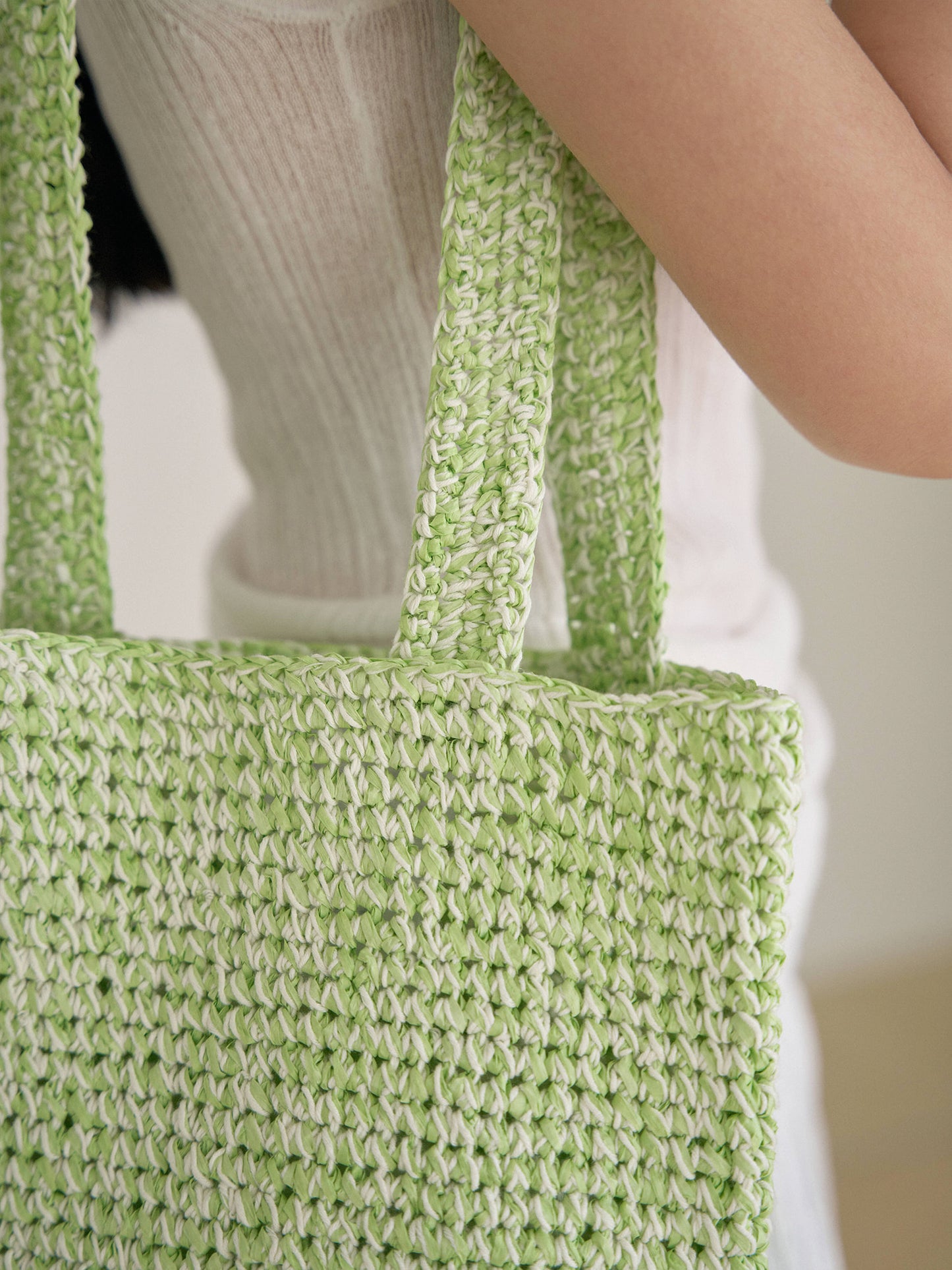 Handmade Paper Knit Bag - Green