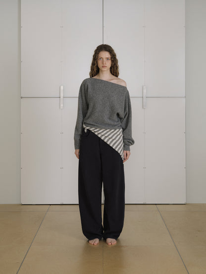 Stripe Square Scarf - Gray 6