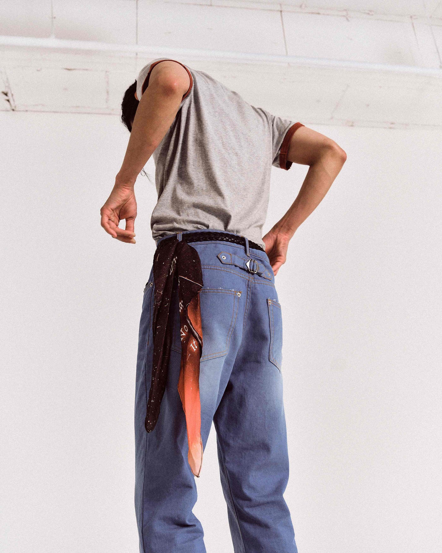 【REVURA レビュ―ラ】BURN OUT FRAY RINGER T-SHIRT GRAY / RED - UNISEX