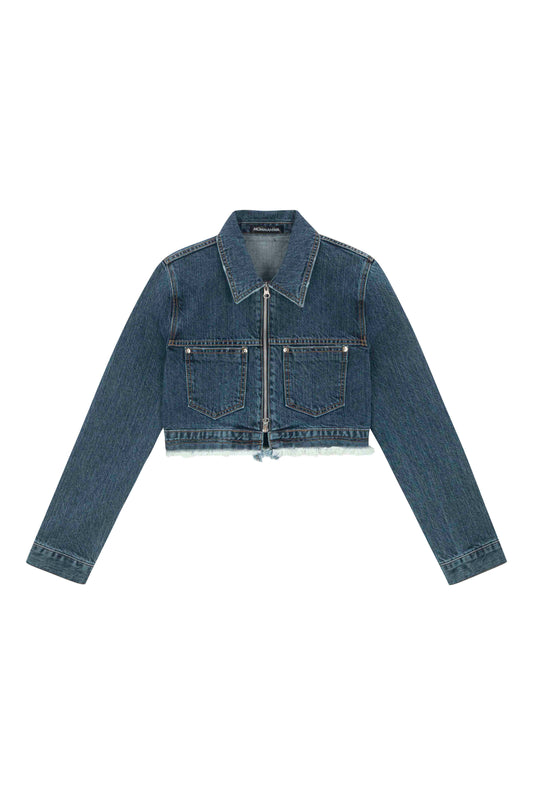 【MOMMANWA モンマンワ】CROP DENIM JACKET (FOR UNISEX)