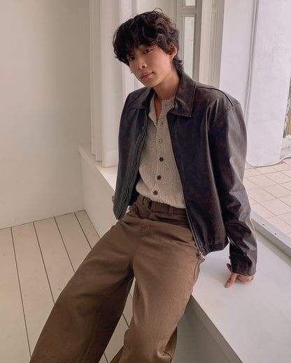Classic Crack Leather Jacket