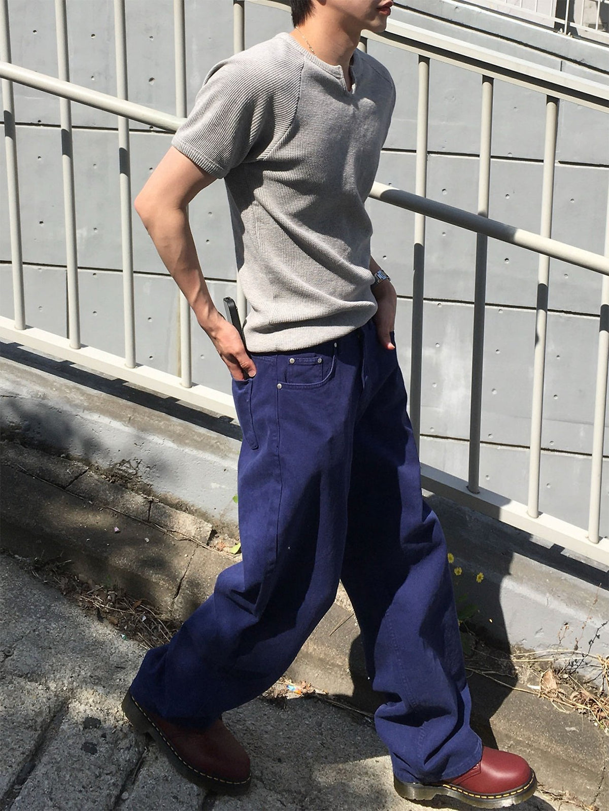 Label Dyeing Pants BLUE 着用イメージ