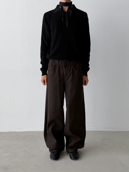 Belted Yoke Wide Pants