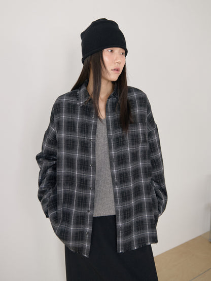 Fringe Check Shirt - Black 2