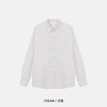 Cotton Blend Oversized Shirt - CREAM