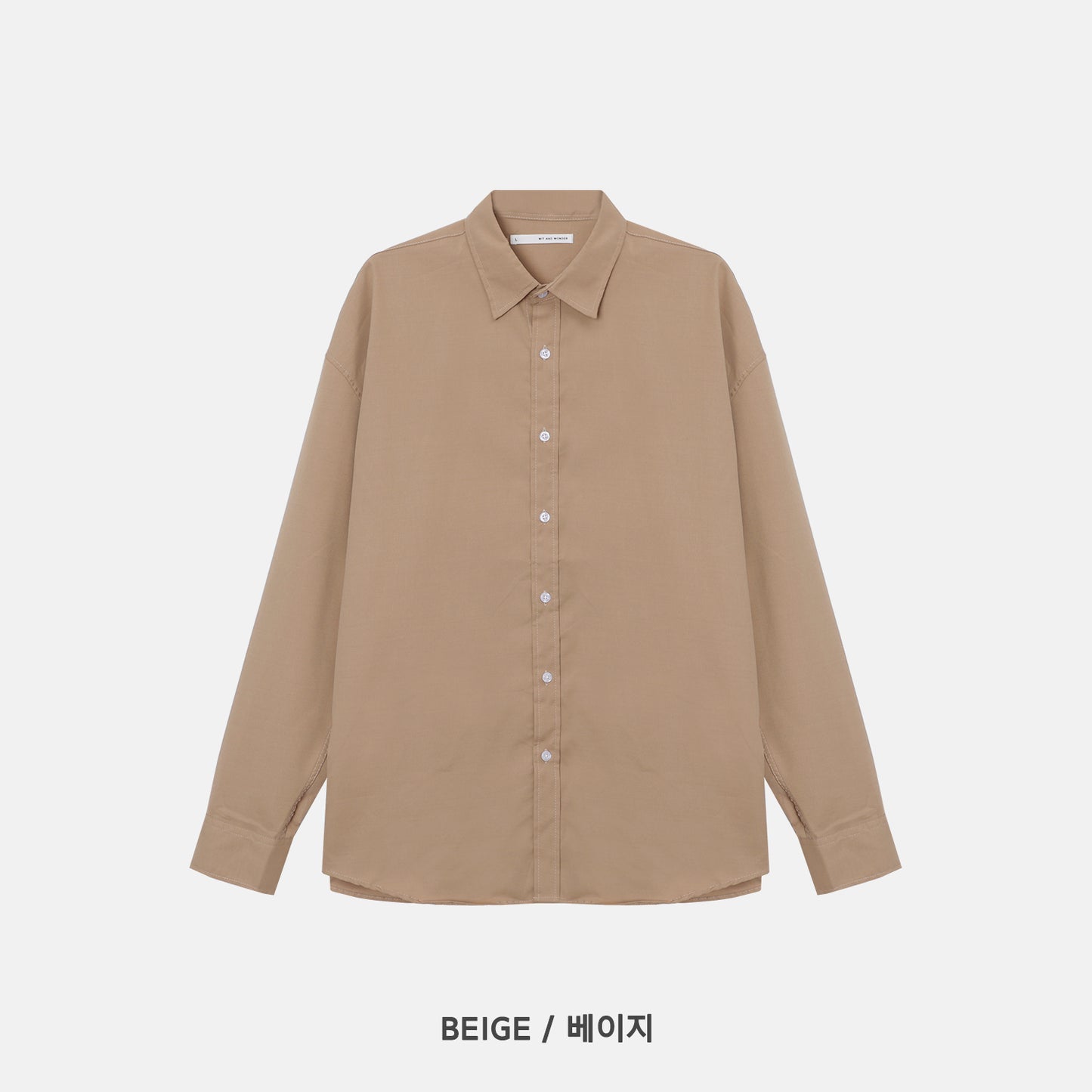 Cotton Blend Oversized Shirt - BEIGE