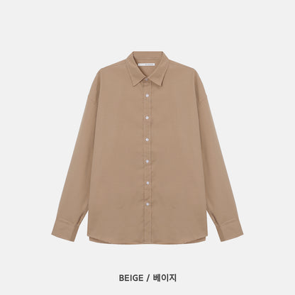 Cotton Blend Oversized Shirt - BEIGE
