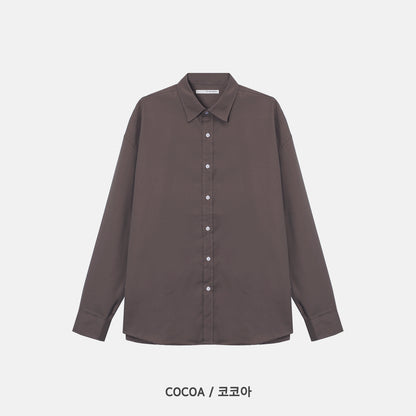 Cotton Blend Oversized Shirt - COCOA