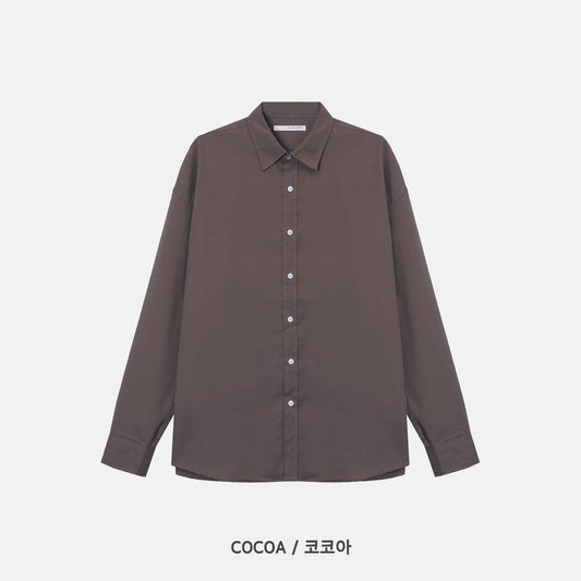 Cotton Blend Oversized Shirt - COCOA