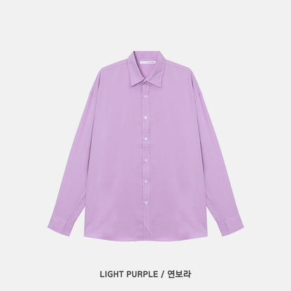 Cotton Blend Oversized Shirt - LIGHT PURPLE