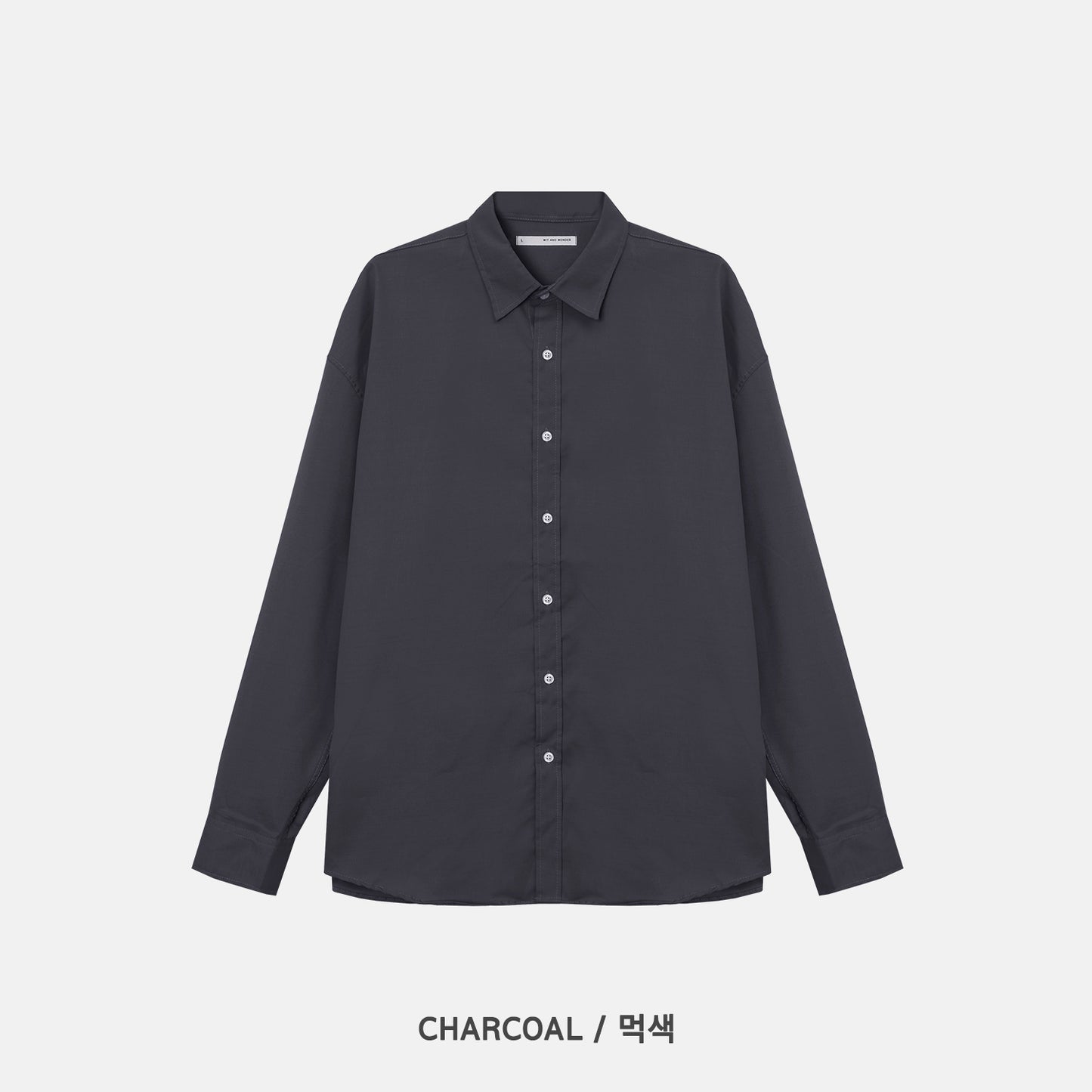Cotton Blend Oversized Shirt - CHARCOAL